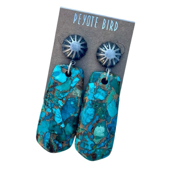New - Turquoise Slab Earrings from Peyote Bird - Picture 4 of 11